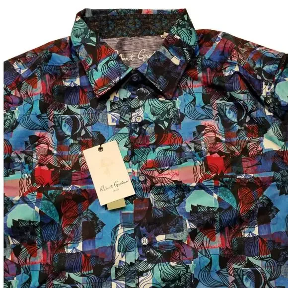 NWT Robert Graham L Barley Multi Color Short Sleeve Shirt $188 - Picture 9 of 13